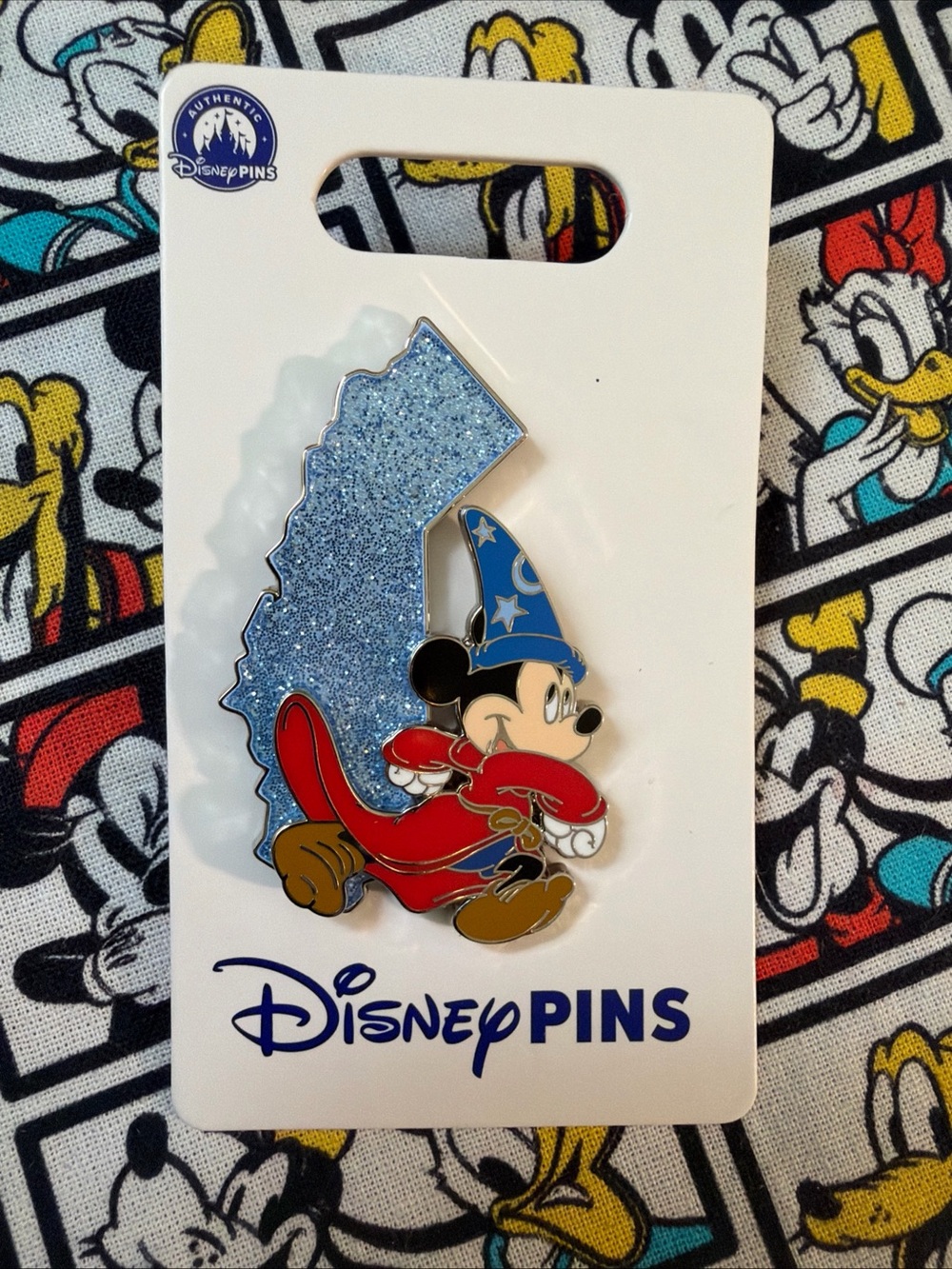 Disney Sorcerer Mickey Cali State Shaped Glitter Single Pin NEW RARE